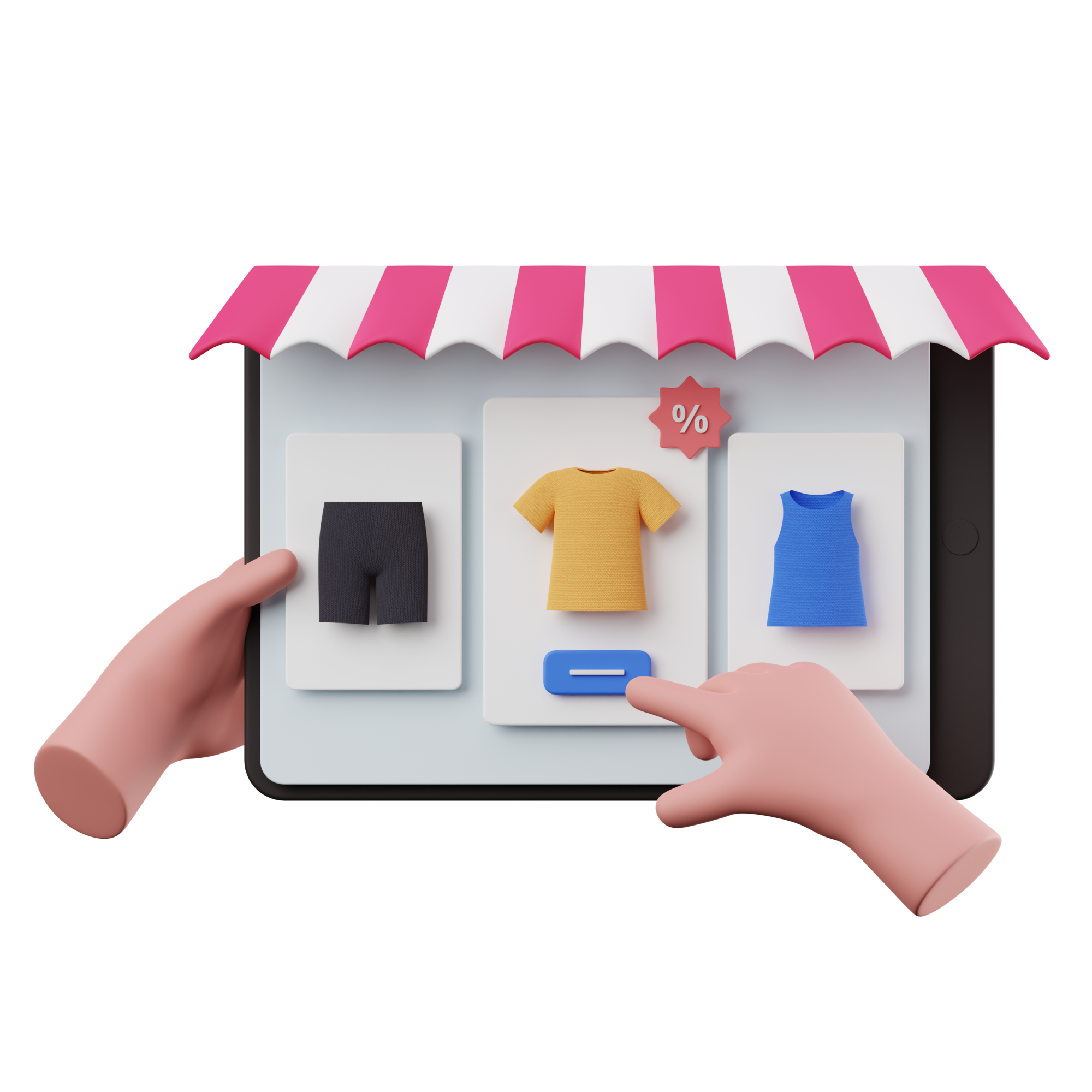 Shopping on Tablet 3D Illustration