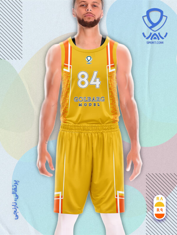 پیراهن و شورت ورزشی مدل گلبرگ بسکتبالی رنگ پرتقالی نارنجی | تولید لباس ورزشی اختصاصی واو اسپرت