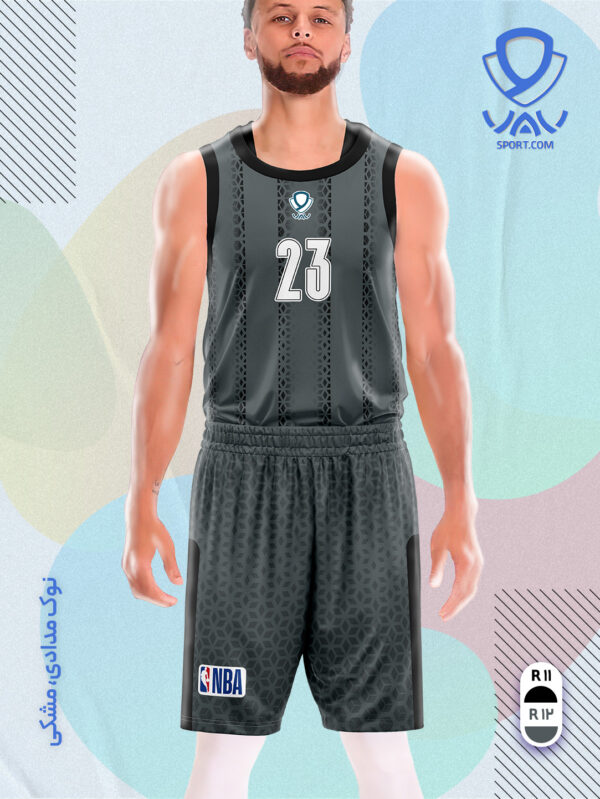 پیراهن و شورت ورزشی مدل کندو بسکتبالی رنگ نوک مدادی مشکی | تولید لباس ورزشی اختصاصی واو اسپرت