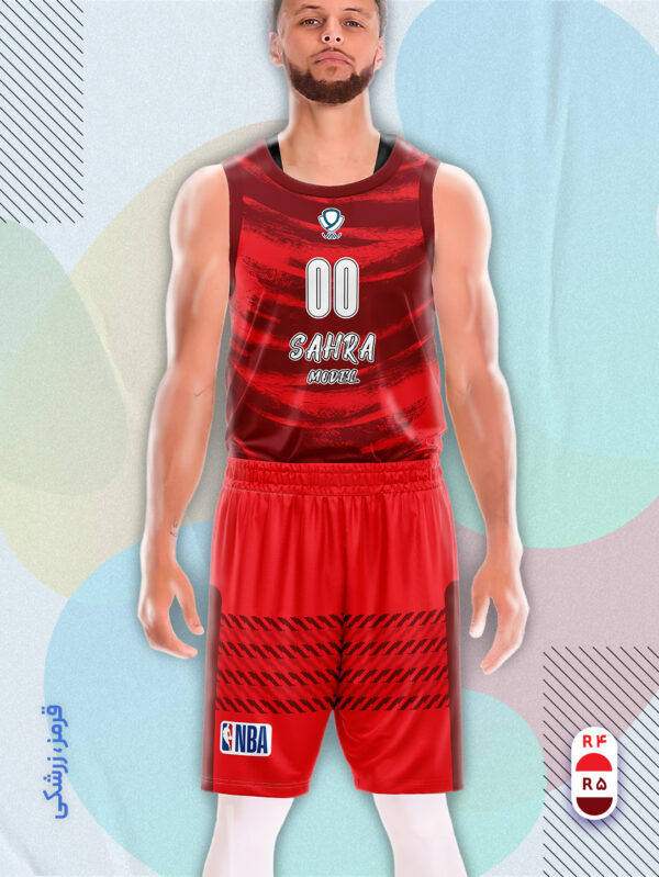 پیراهن و شورت ورزشی مدل صحرا بسکتبالی رنگ زرشکی قرمز | تولید لباس ورزشی اختصاصی واو اسپرت