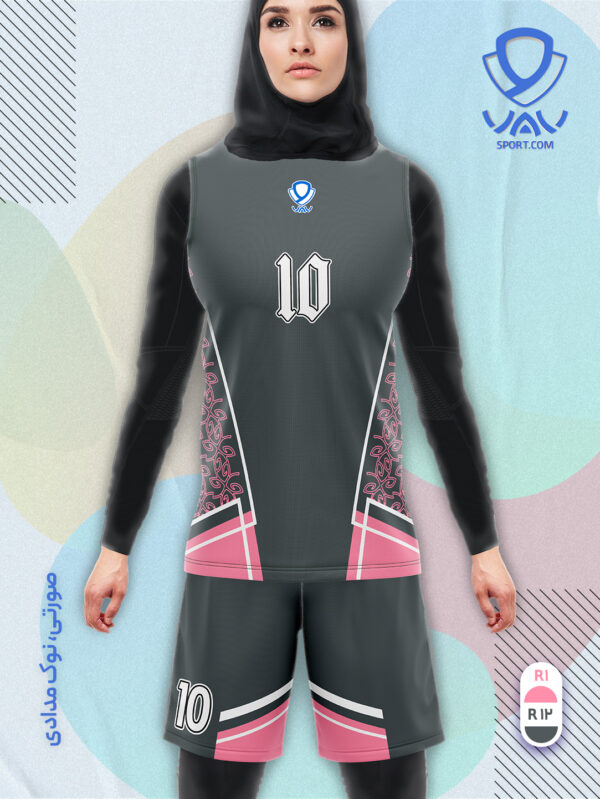 پیراهن و شورت ورزشی مدل گلبرگ آستین حلقه رنگ صورتی نوک مدادی | تولید لباس ورزشی اختصاصی واو اسپرت