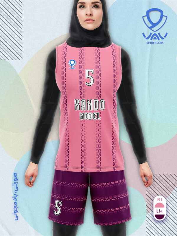 پیراهن و شورت ورزشی مدل کندو آستین حلقه رنگ صورتی بادمجونی | تولید لباس ورزشی اختصاصی واو اسپرت