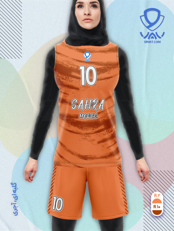 پیراهن و شورت ورزشی مدل صحرا آستین حلقه رنگ گلبه ای آجری | تولید لباس ورزشی اختصاصی واو اسپرت