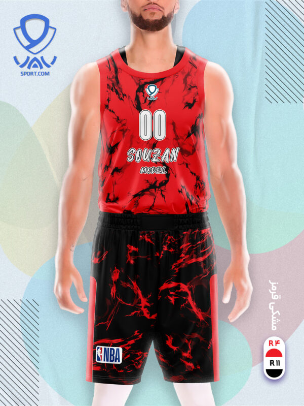 پیراهن و شورت ورزشی مدل سوزان بسکتبالی رنگ قرمز مشکی | تولید لباس ورزشی اختصاصی واو اسپرت