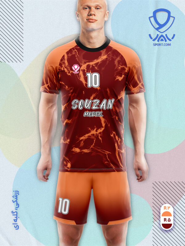 پیراهن و شورت ورزشی مدل سوزان آستین کوتاه رنگ زرشکی گلبه ای | تولید لباس ورزشی اختصاصی واو اسپرت