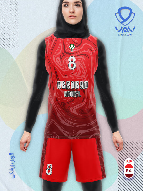 پیراهن و شورت ورزشی مدل ابروباد آستین حلقه رنگ قرمز زرشکی | تولید لباس ورزشی اختصاصی واو اسپرت